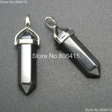 Jet Hematite Hexagonal Crystal Pointed Pendant Beads 10Pcs/Pack