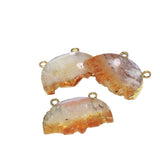 Raw Citrine Druzy Moon Pendant, Yellow Crystal Quartz Women Accessories