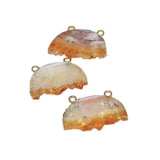 Raw Citrine Druzy Moon Pendant, Yellow Crystal Quartz Women Accessories