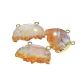 Raw Citrine Druzy Moon Pendant, Yellow Crystal Quartz Women Accessories