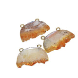Raw Citrine Druzy Moon Pendant, Yellow Crystal Quartz Women Accessories
