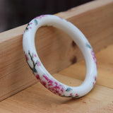 Chinese Style Porcelain Bracelet 9mm Peony Plum Women's Jingdezhen Ceramic