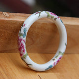 Chinese Style Porcelain Bracelet 9mm Peony Plum Women's Jingdezhen Ceramic