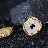 Natural Jue Suet Peace Buckle Hotian Jade Pendant Necklace for Women