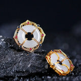 Natural Jue Suet Peace Buckle Hotian Jade Pendant Necklace for Women