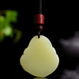 Khaki Hand Carved Maitreya Buddha Jade Pendant Boutique Jewelry