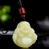 Khaki Hand Carved Maitreya Buddha Jade Pendant Boutique Jewelry