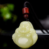 Khaki Hand Carved Maitreya Buddha Jade Pendant Boutique Jewelry