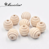 Natural Kids Toys 20mmx20mm Wooden Beads Unfinished Screw Whorl Wave Wood Beads