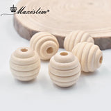 Natural Kids Toys 20mmx20mm Wooden Beads Unfinished Screw Whorl Wave Wood Beads