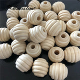 Natural Kids Toys 20mmx20mm Wooden Beads Unfinished Screw Whorl Wave Wood Beads
