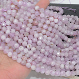 Natural Kunzite Faceted Round Beads 8mm with Defects and Spots