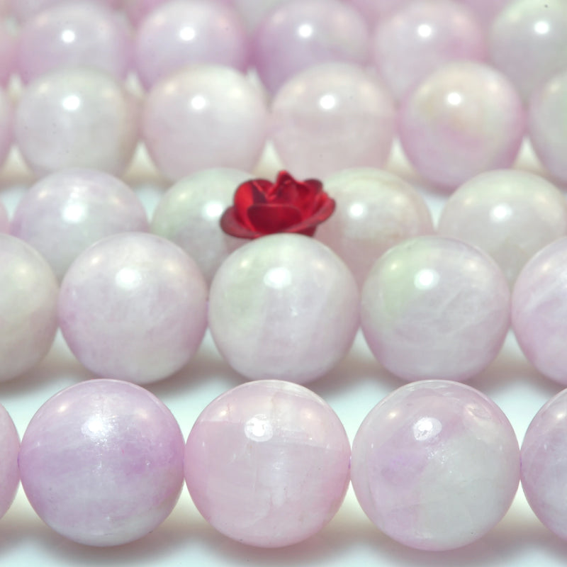 Natural Kunzite Purple Pink Smooth Round Loose Beads Gemstone