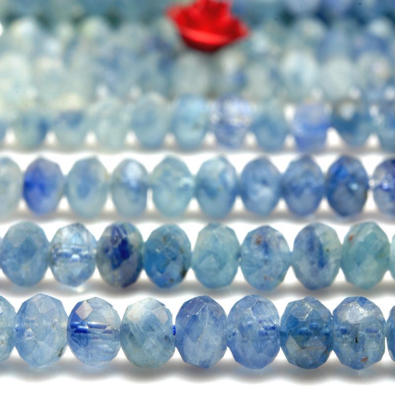Natural Kyanite Faceted Rondelle Loose Beads Gemstone for DIY Jewelry Making