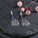 Kyanite Large Pendant Drop Earrings 925 Silver Retro Style Gift