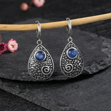 Kyanite Large Pendant Drop Earrings 925 Silver Retro Style Gift