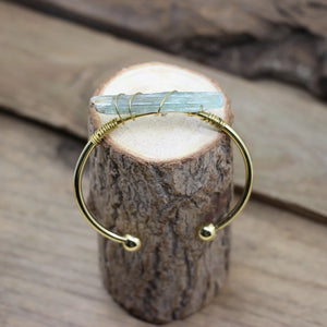 Kyanite Open Cuff Bangle Green Quartz Stick Women Bracelet