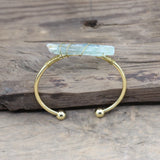 Kyanite Open Cuff Bangle Green Quartz Stick Women Bracelet