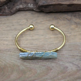Kyanite Open Cuff Bangle Green Quartz Stick Women Bracelet