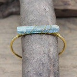 Kyanite Open Cuff Bangle Green Quartz Stick Women Bracelet