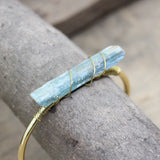 Kyanite Open Cuff Bangle Green Quartz Stick Women Bracelet