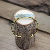 Kyanite Open Cuff Bangle Green Quartz Stick Women Bracelet