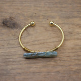 Kyanite Open Cuff Bangle Green Quartz Stick Women Bracelet