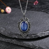 Natural Kyanite Pendant S925 Silver Necklace Vintage Style Jewelry