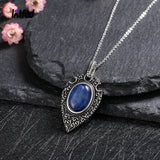 Natural Kyanite Pendant S925 Silver Necklace Vintage Style Jewelry