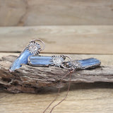 Natural Kyanite Slice Antique Copper Pendant Necklace