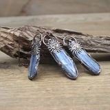 Natural Kyanite Slice Antique Copper Pendant Necklace