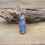 Natural Kyanite Slice Antique Copper Pendant Necklace
