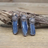 Natural Kyanite Slice Antique Copper Pendant Necklace