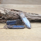 Natural Kyanite Slice Antique Copper Pendant Necklace