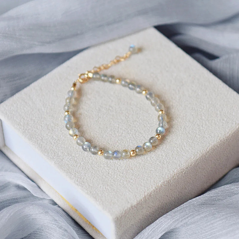 Labradorit Bead Bracelet Women Jewelry 14K Filled Chain Charm