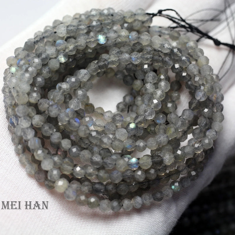 Labradorite 3.5mm Faceted Round Beads Set - 5 Strands