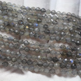 Labradorite 3.5mm Faceted Round Beads Set - 5 Strands