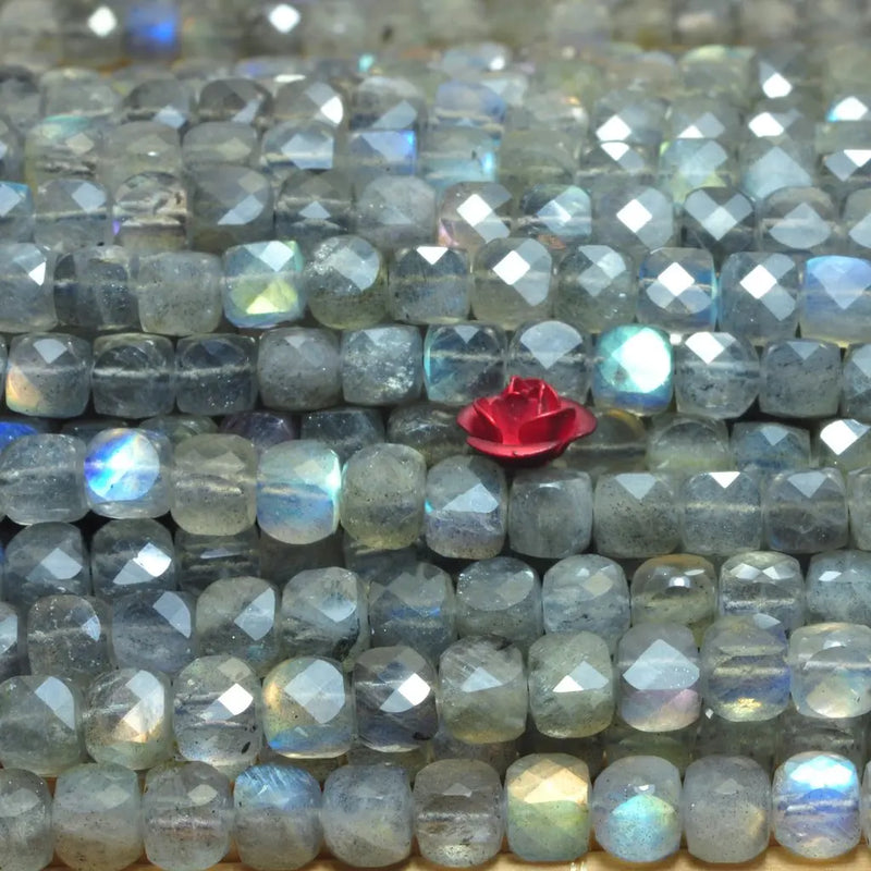 Labradorite Faceted Cube Loose Beads Gemstone DIY Jewelry Making