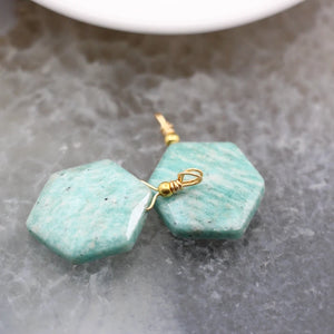 Labradorite/Amazonite Flat Hexagon Faceted Pendants for DIY Jewelry Making
