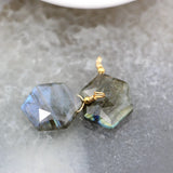 Labradorite/Amazonite Flat Hexagon Faceted Pendants for DIY Jewelry Making