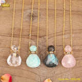 Labradorite Amazonite Diffuser Perfume Bottle Necklace