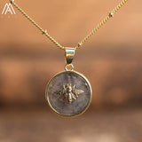 Labradorite Amazonite Stone Bees Choker Necklace for Women Gift