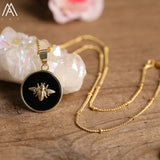 Labradorite Amazonite Stone Bees Choker Necklace for Women Gift