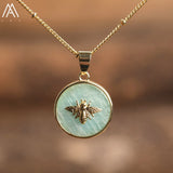 Labradorite Amazonite Stone Bees Choker Necklace for Women Gift