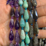 Labradorite Amethyst Amazonite Stone Beads 15'' Faceted Drop DIY Loose Beads