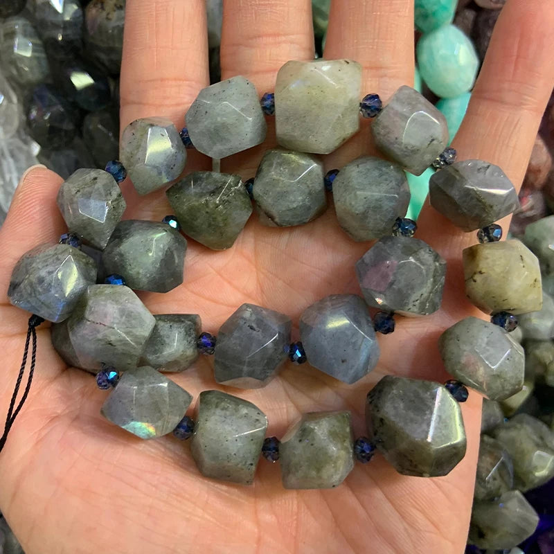 Labradorite Amethyst Amazonite Stone Beads 15'' DIY Loose Beads Jewelry Making