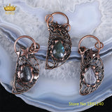 Labradorite Antique Bronze Pendant, Sunset Colors Stone Pendant