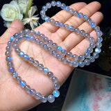 Labradorite Light 3 Laps Bracelet 6mm Grey Moonstone Stone Necklace