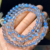 Labradorite Light 3 Laps Bracelet 6mm Grey Moonstone Stone Necklace