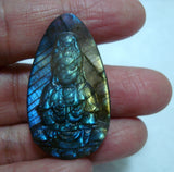 Labradorite Carved Guanyin Pendant for Women Man Jewelry